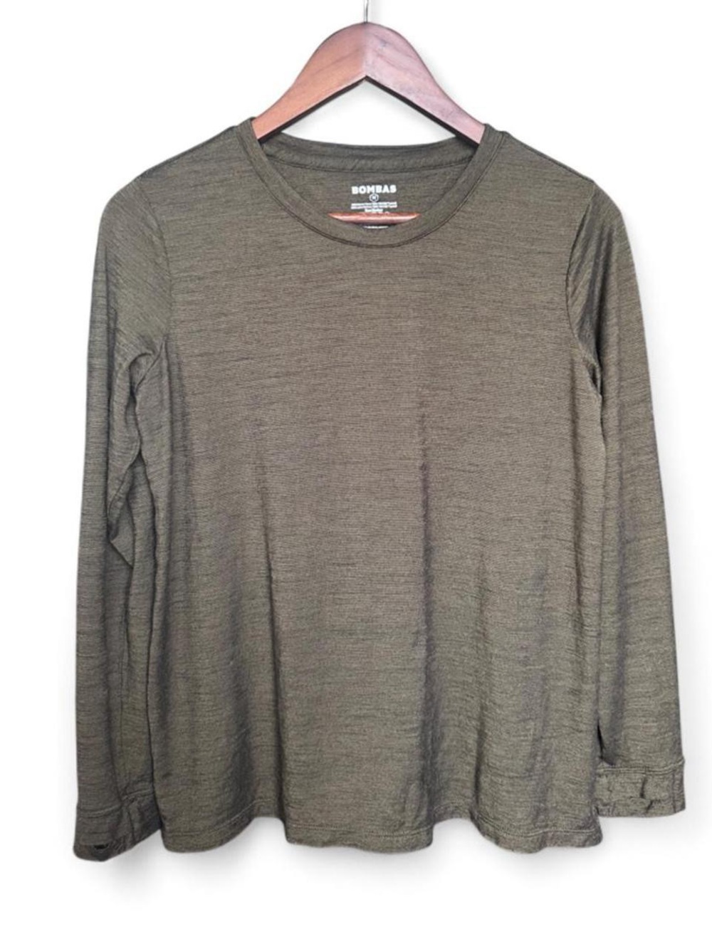 Bombas Olive Green Merino Wool Tencel Blend Long Sleeve Top Size M⁠